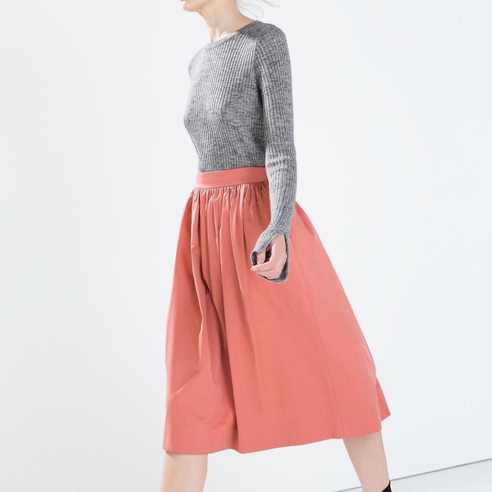 Zara Pink Dirndl Skirt with Pockets - Picture 2 of 5